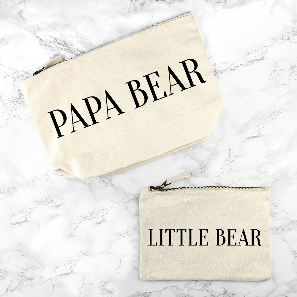 Personalised Daddy & Me Cream Wash Bags - Engraved Memories