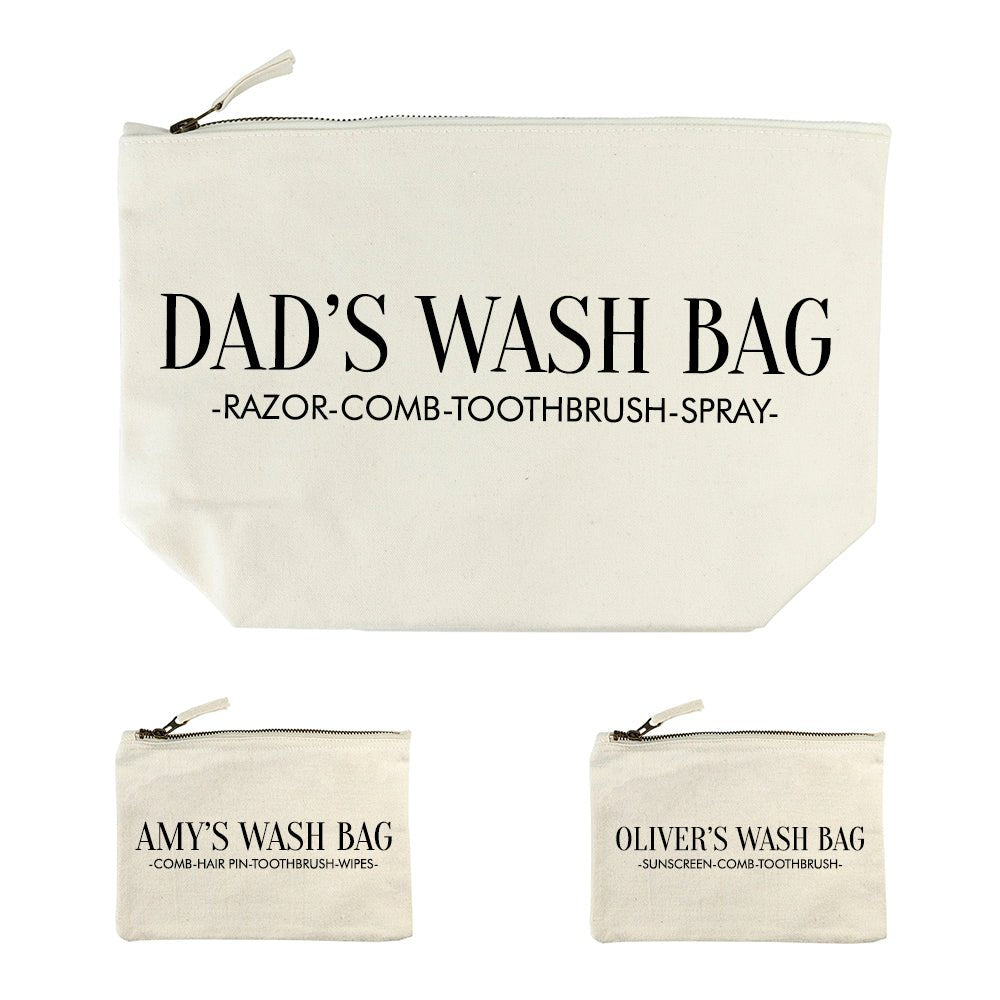 Personalised Daddy & Me Cream Wash Bags - Engraved Memories