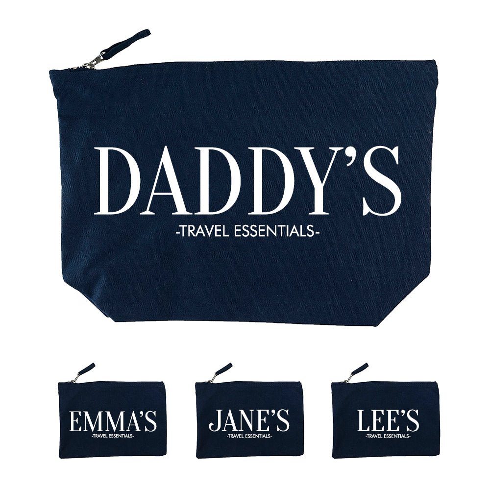 Personalised Daddy & Me Navy Wash Bags - Engraved Memories