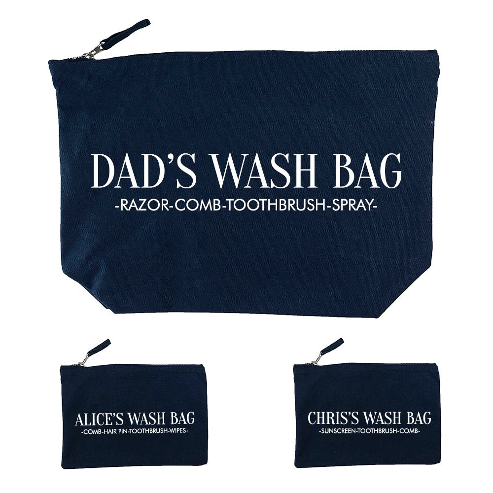 Personalised Daddy & Me Navy Wash Bags - Engraved Memories