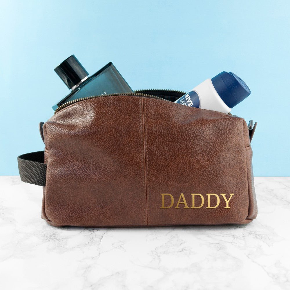 Personalised Dad's Vintage Style Wash Bag - Engraved Memories