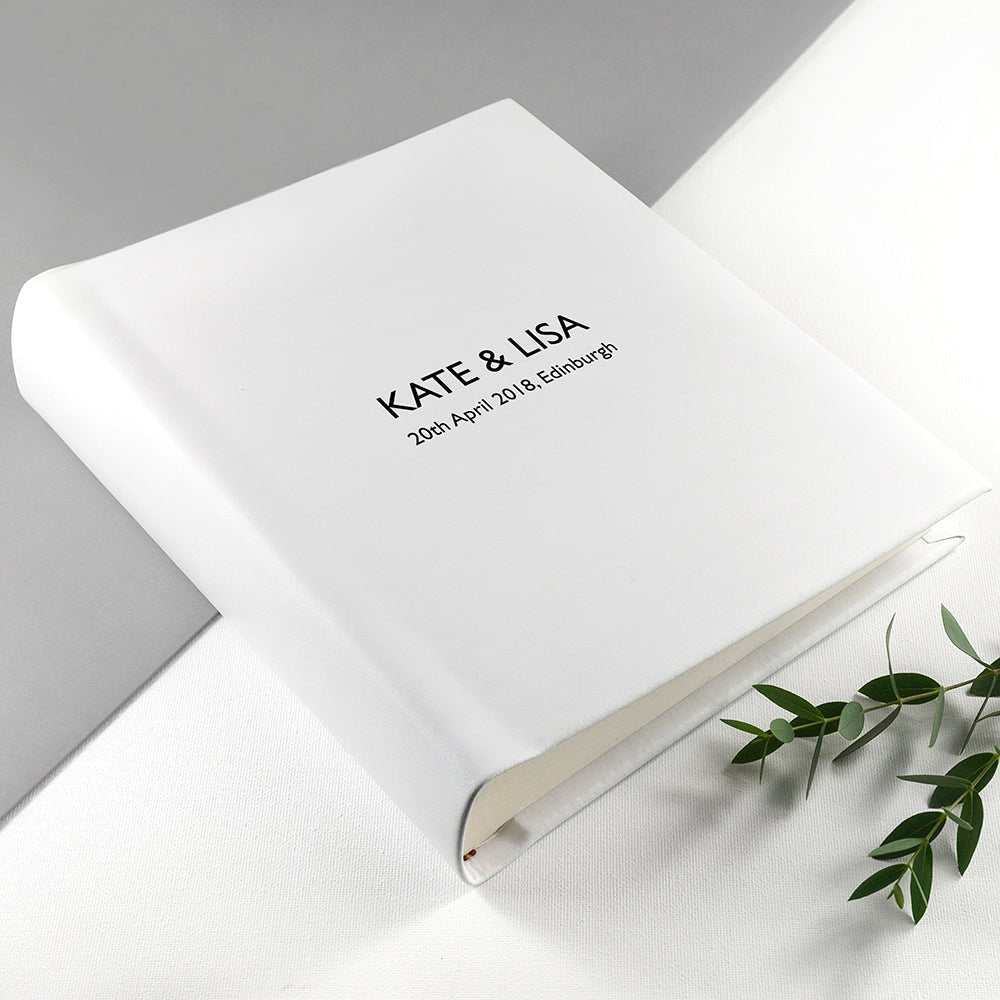 Personalised Dream Vachetta Italian Leather Photo Album in White - Engraved Memories