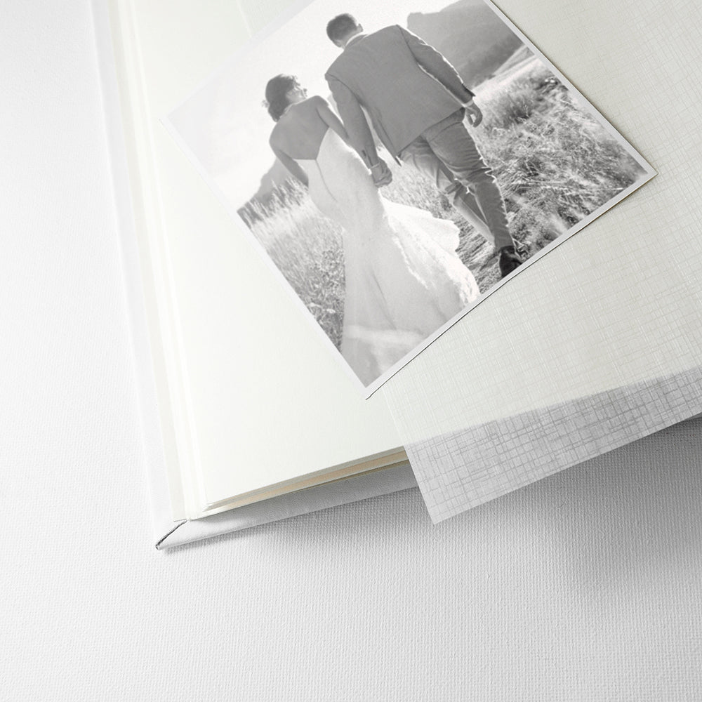 Personalised Dream Vachetta Italian Leather Photo Album in White - Engraved Memories