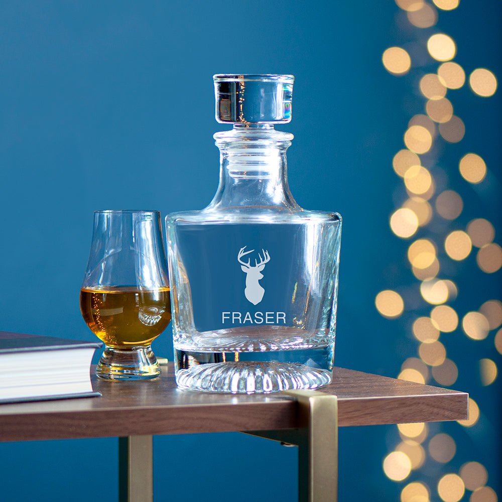 Personalised Elegance Stag Round Decanter - Engraved Memories