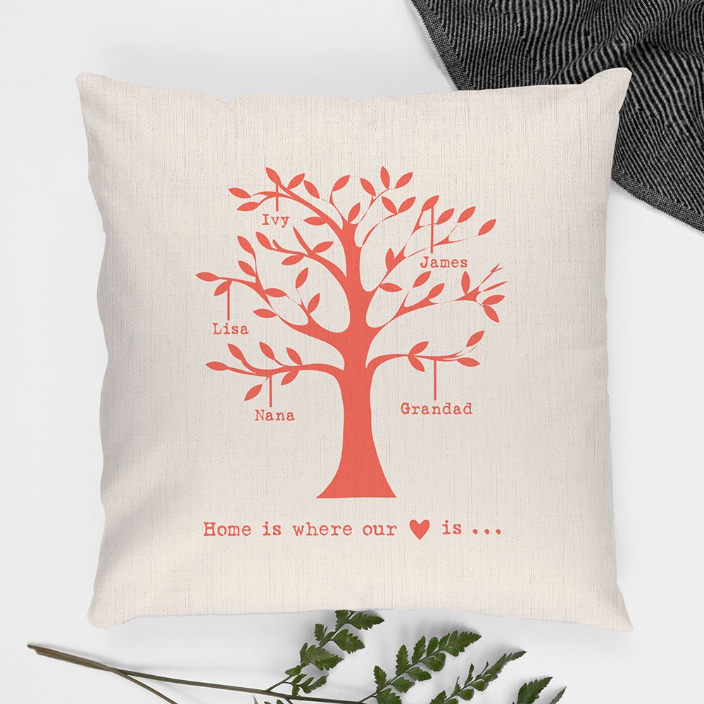 Personalised Family Tree Cushion Cover - Engraved Memories