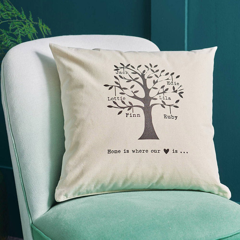 Personalised Family Tree Cushion Cover - Engraved Memories