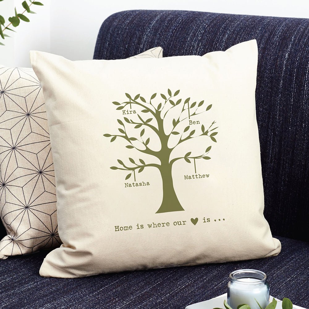 Personalised Family Tree Cushion Cover - Engraved Memories