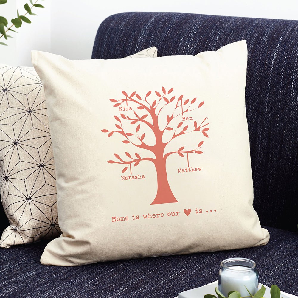 Personalised Family Tree Cushion Cover - Engraved Memories