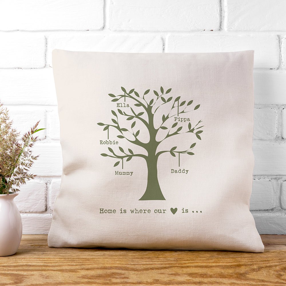 Personalised Family Tree Cushion Cover - Engraved Memories