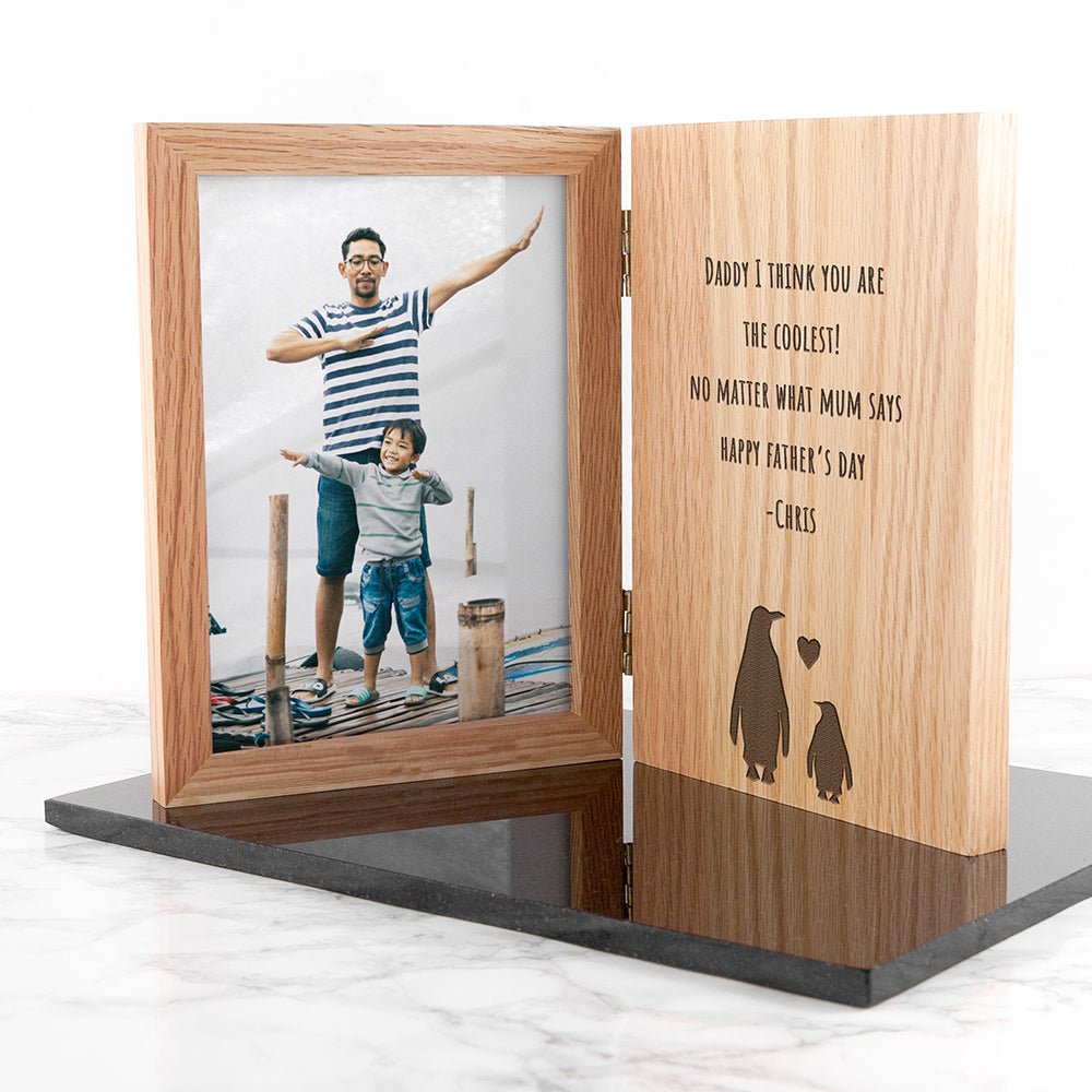 Personalised Father's Day Penguin Book Photo Frame - Engraved Memories