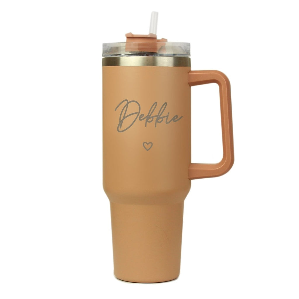 Personalised Heart 40oz Brown Travel Cup - Engraved Memories