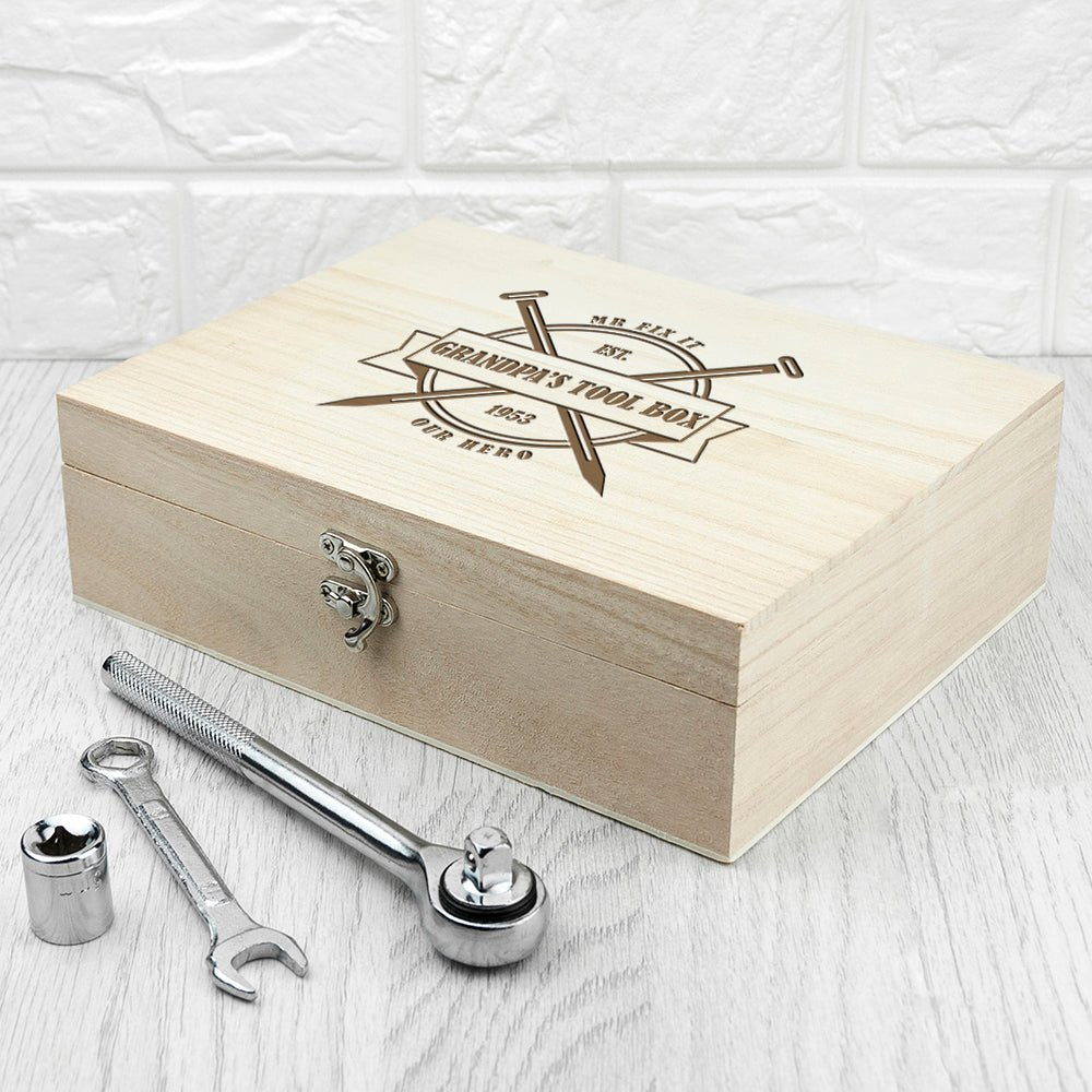 Personalised His Tools His Rules Tool Box - Engraved Memories