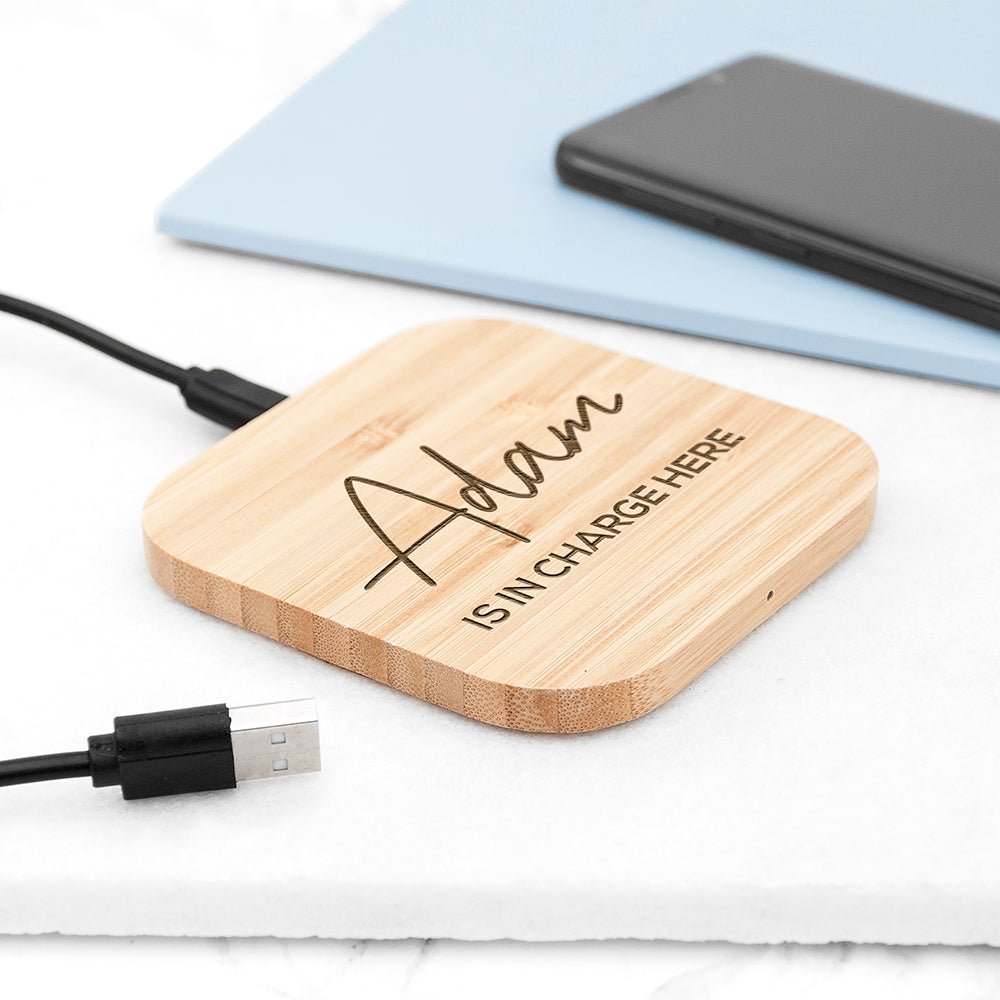 Personalised In Charge Bamboo Wireless Charger - Engraved Memories