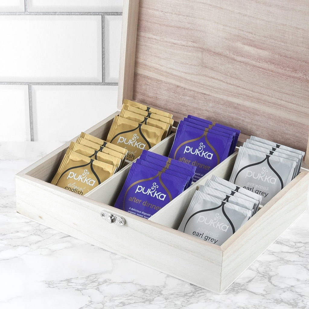 Personalised Initial Tea Box with Tea - Engraved Memories