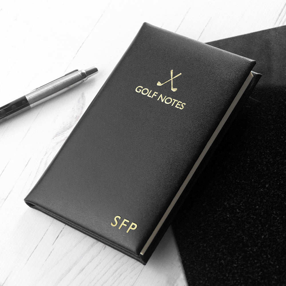 Personalised Leather Golf Note Book - Engraved Memories