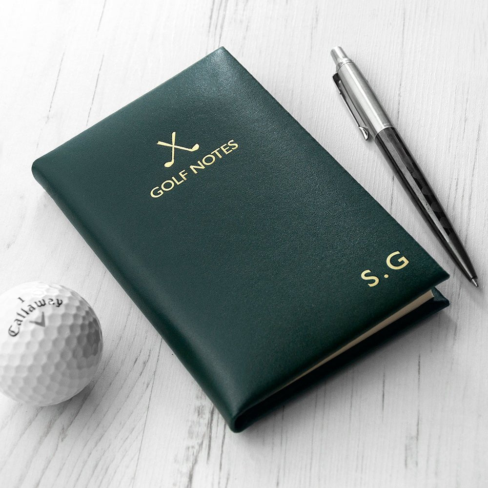 Personalised Leather Golf Note Book - Engraved Memories