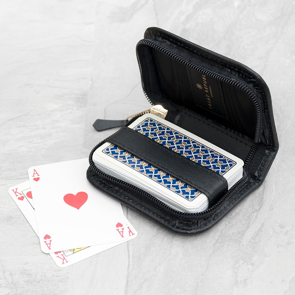 Personalised Leather Single Playing Cards Case - Engraved Memories