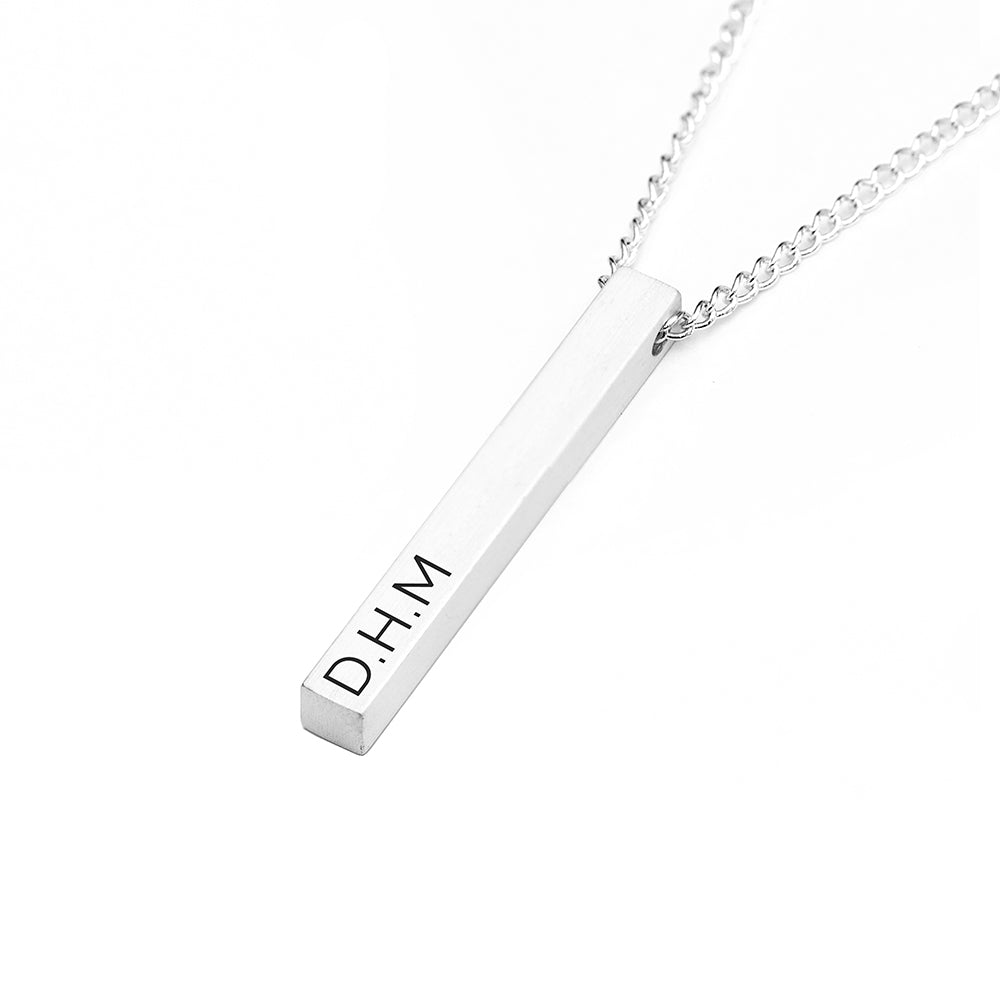 Personalised Men's Silver Solid Bar Necklace - Engraved Memories