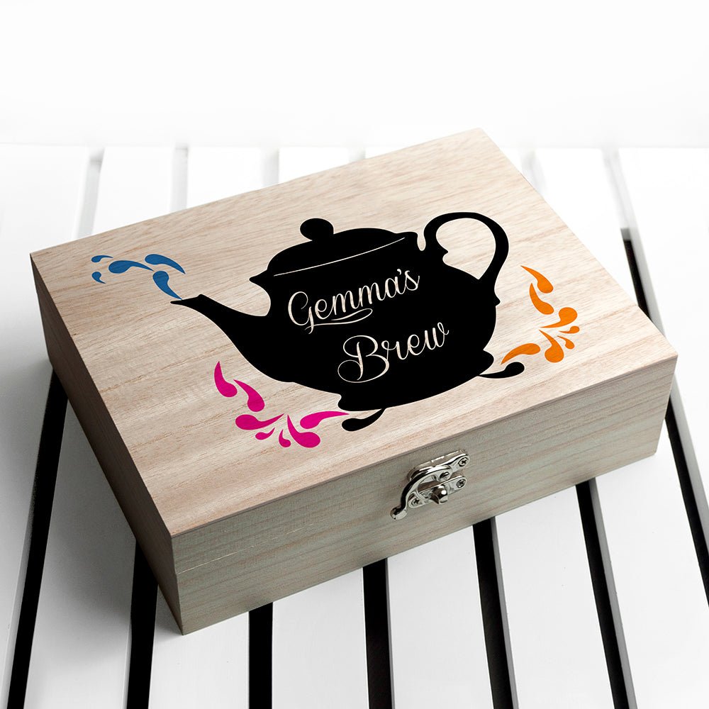 Personalised My Favourite Brews Tea Box - Engraved Memories