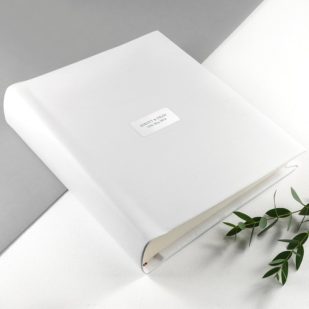 Personalised White Leather Photo Album - Engraved Memories