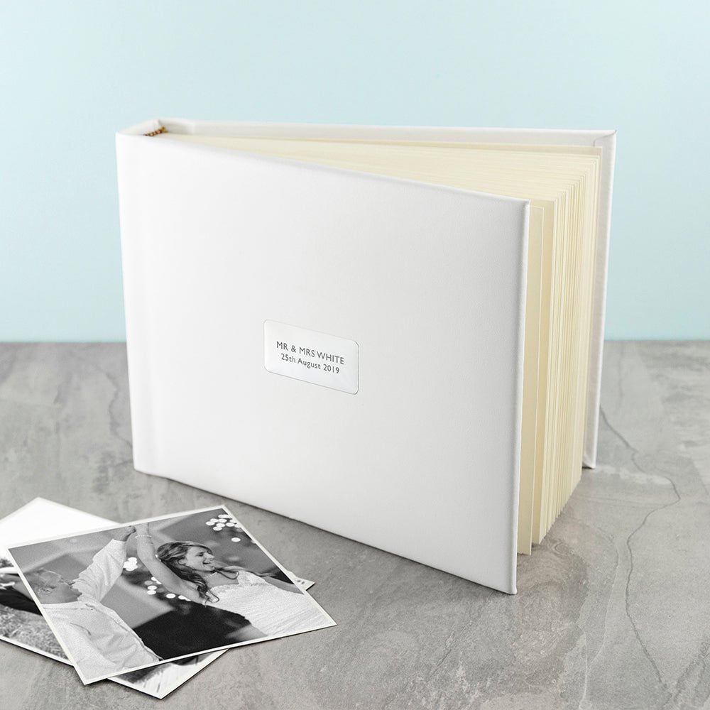 Personalised White Leather Photo Album - Engraved Memories