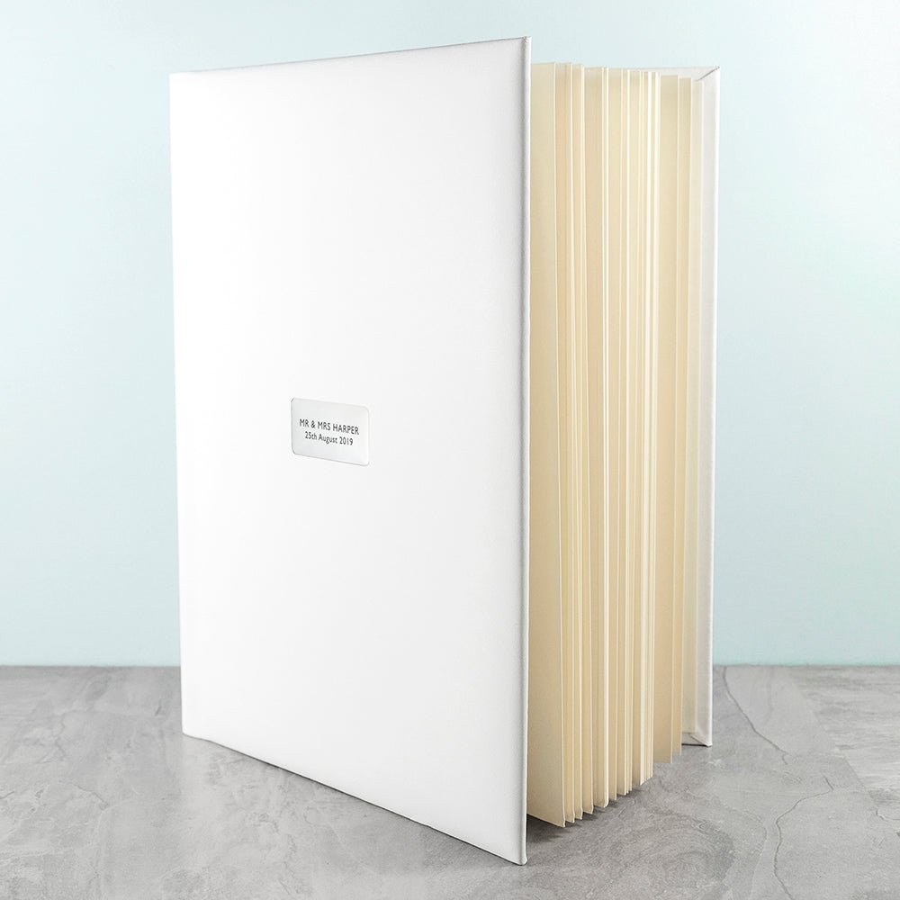 Personalised White Leather Photo Album - Engraved Memories