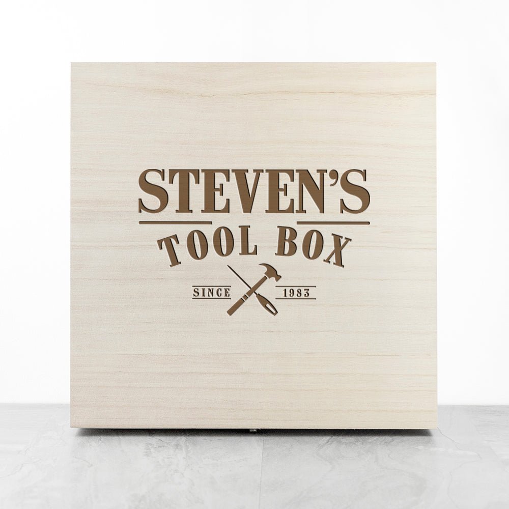 Personalised Wooden Tool Box - Engraved Memories