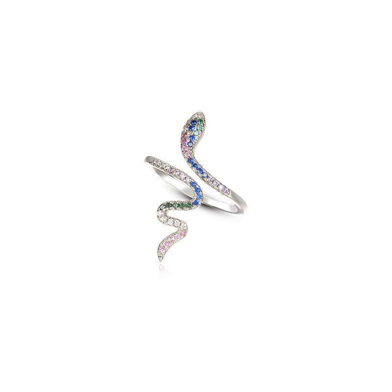 Sparkling Snake Ring in 925 Sterling Silver with Cubic Zirconia Stones - Engraved Memories