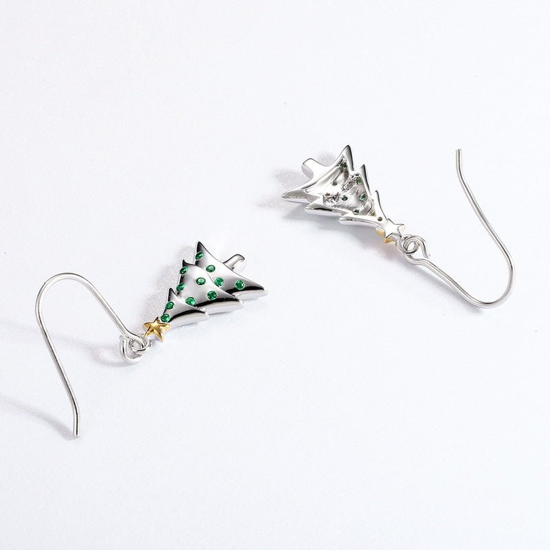 Sterling Silver Christmas Tree Earrings | Holiday Jewelry - Engraved Memories