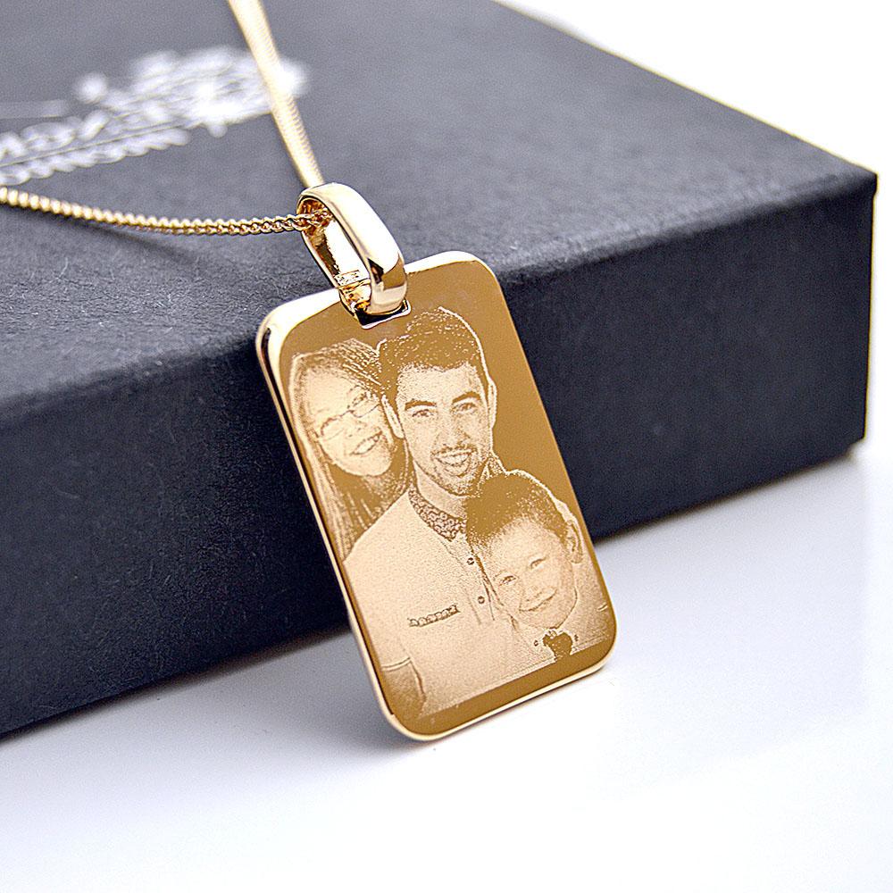 14K Gold Engravable Dog Tag Pendant - Valentine's Day Gifts