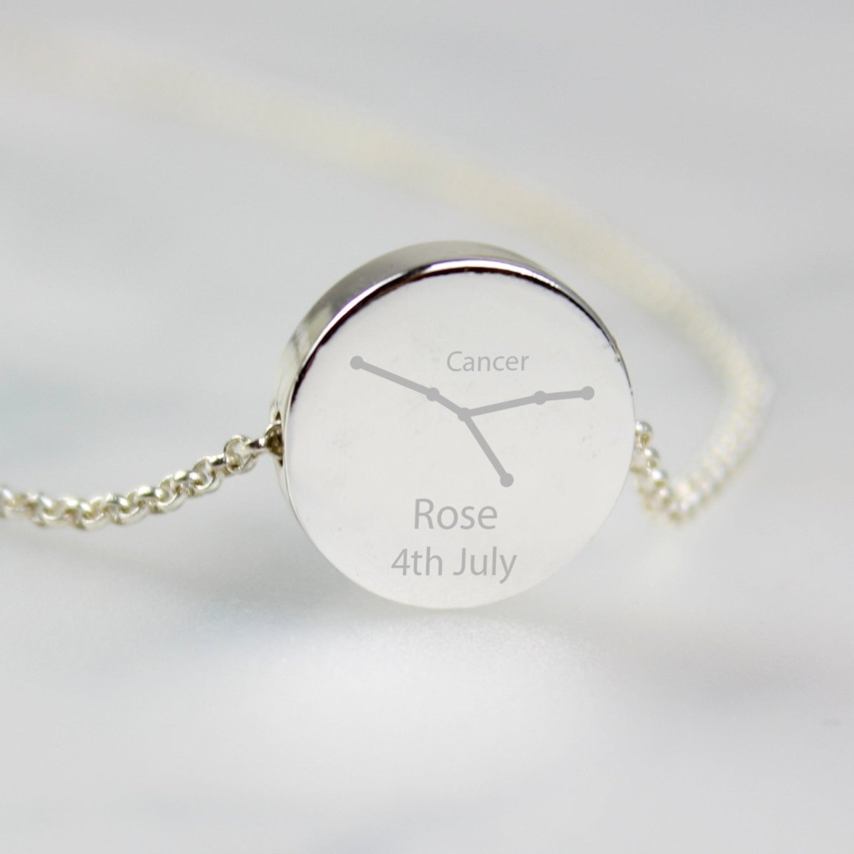 Personalised Cancer Zodiac Star Sign Silver Tone Necklace 21st