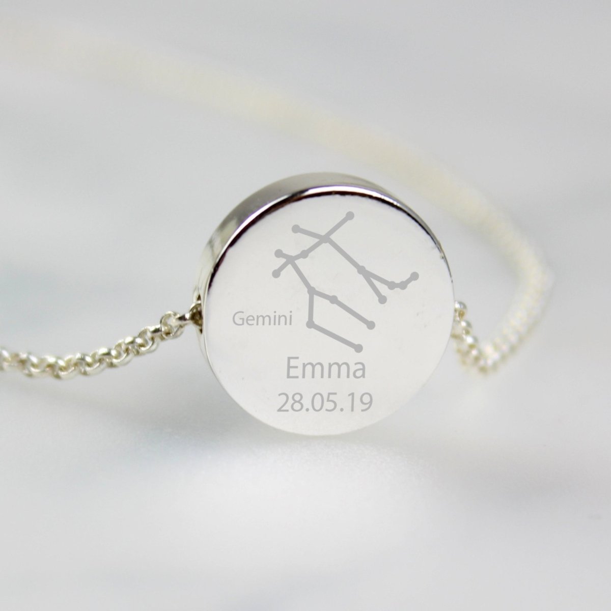 Personalised Gemini Zodiac Star Sign Silver Tone Necklace May