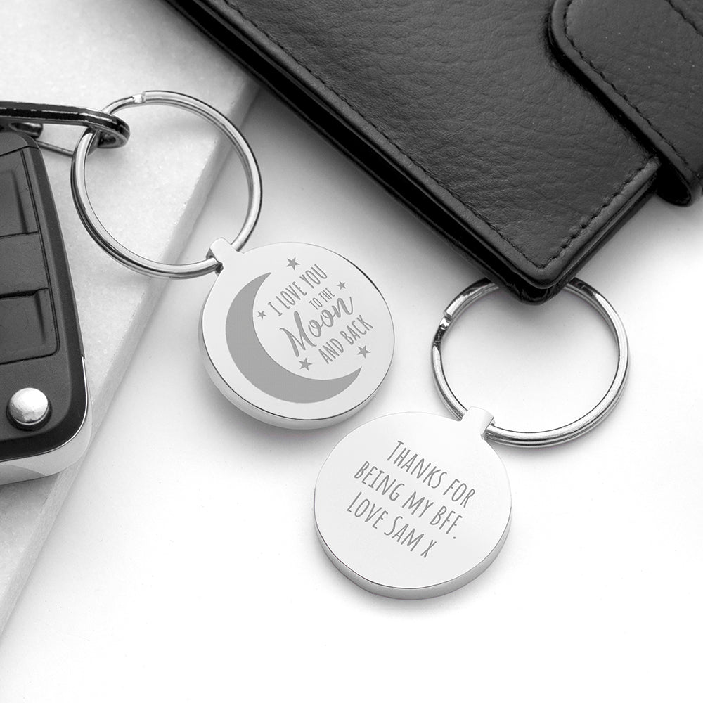 Personalised Moon and Back Keyring - Engraved Memories